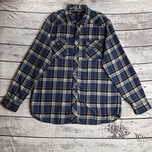 Lee Button Up Plaid Shirt Men's‎ Size Xl Blue